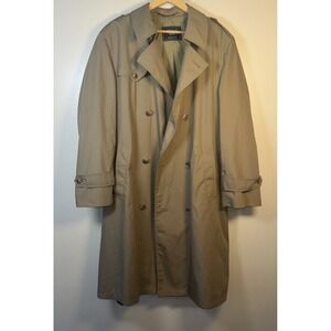 Vintage Botany 500 Men's Trench Coat 42 R Tan Beige Belted Unlined Made In USA